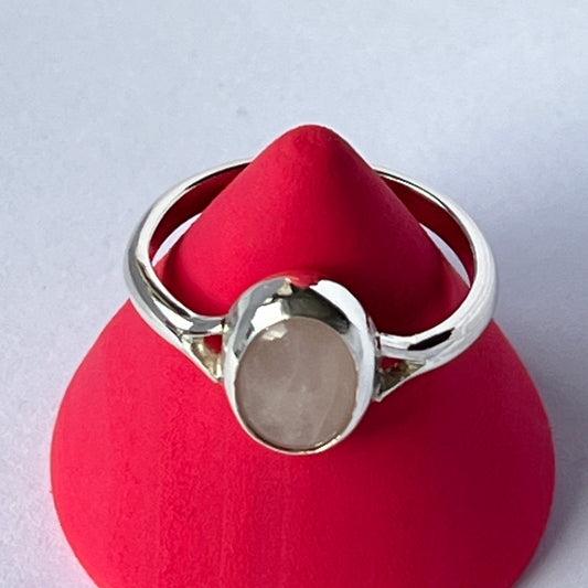 'Lacuna' Rose Quartz Gemstone Ring in solid sterling silver